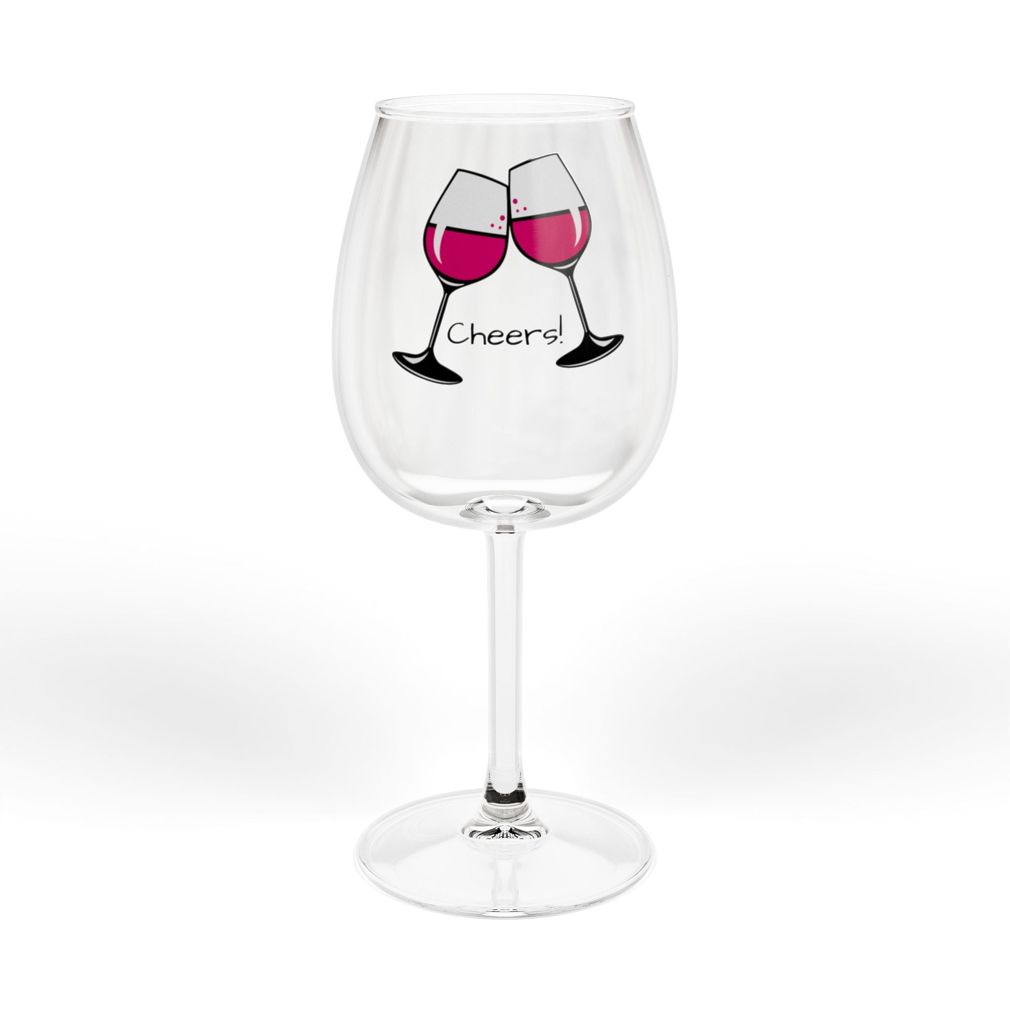 12oz Wine Glass — "Wine Cheers" Stemmed Glass, Funny Barware Gift