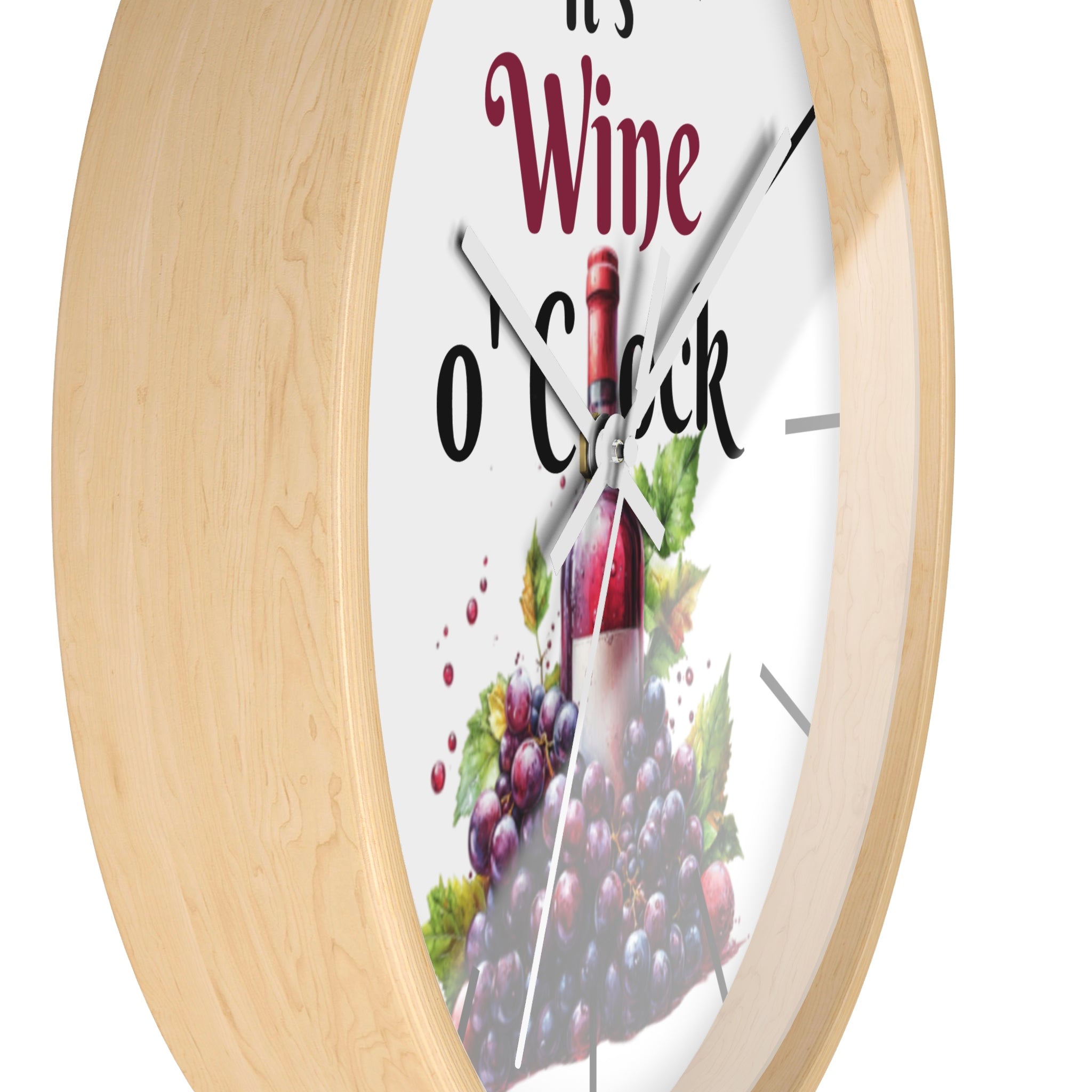 It's Wine O'Clock Wall Clock — Wine Bottle & Grapes Kitchen Decor