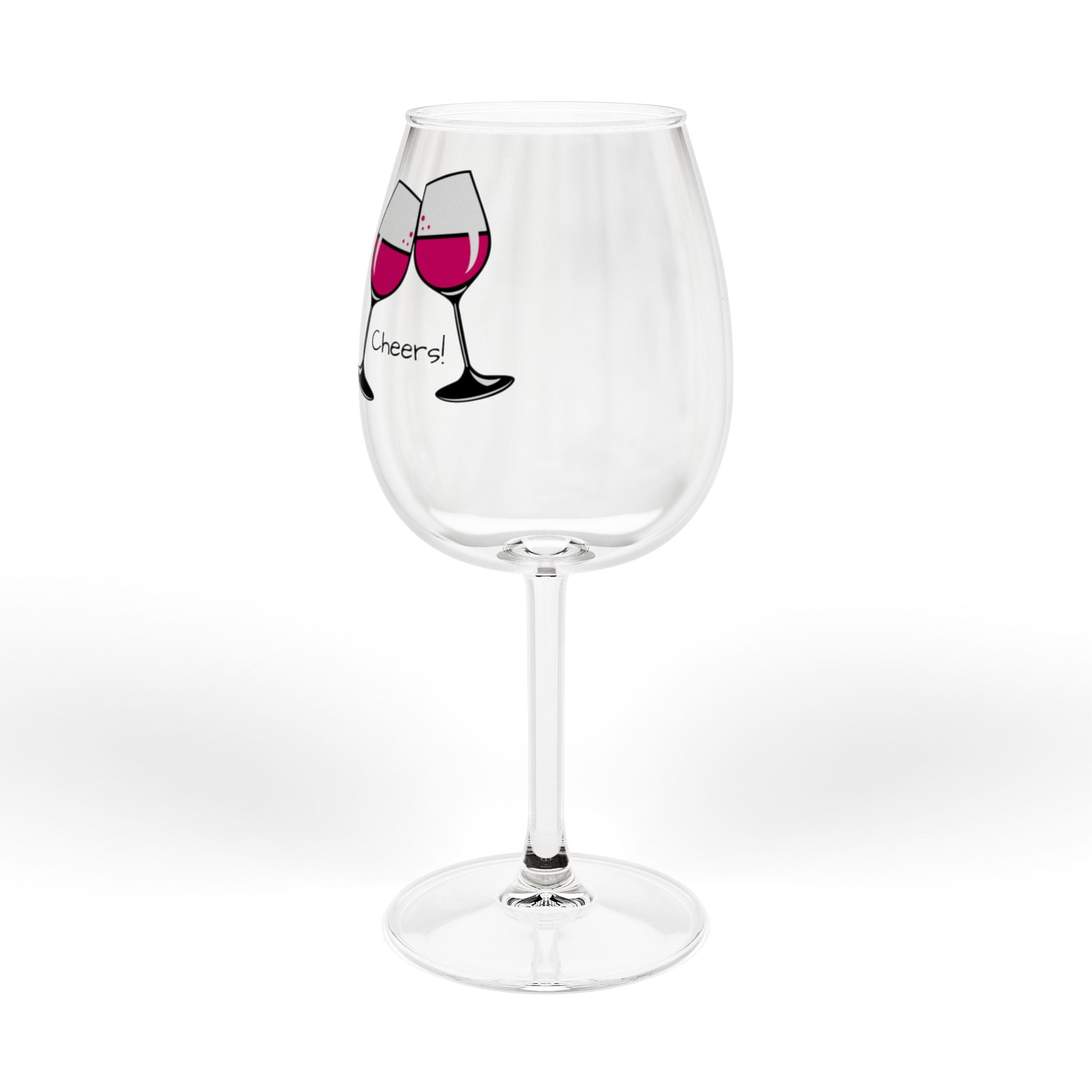 12oz Wine Glass — "Wine Cheers" Stemmed Glass, Funny Barware Gift