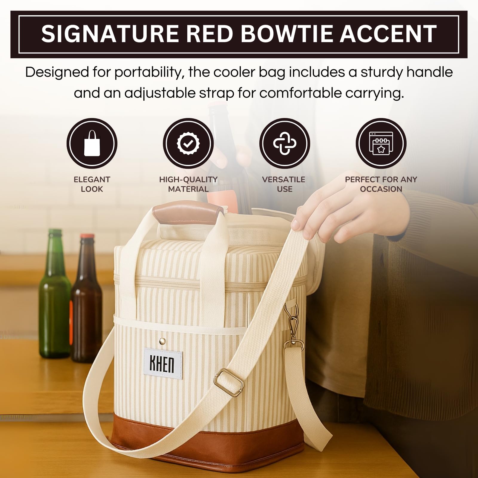 2 Bottle Wine Carrier Tote, Insulated Leakproof Cooler Bag