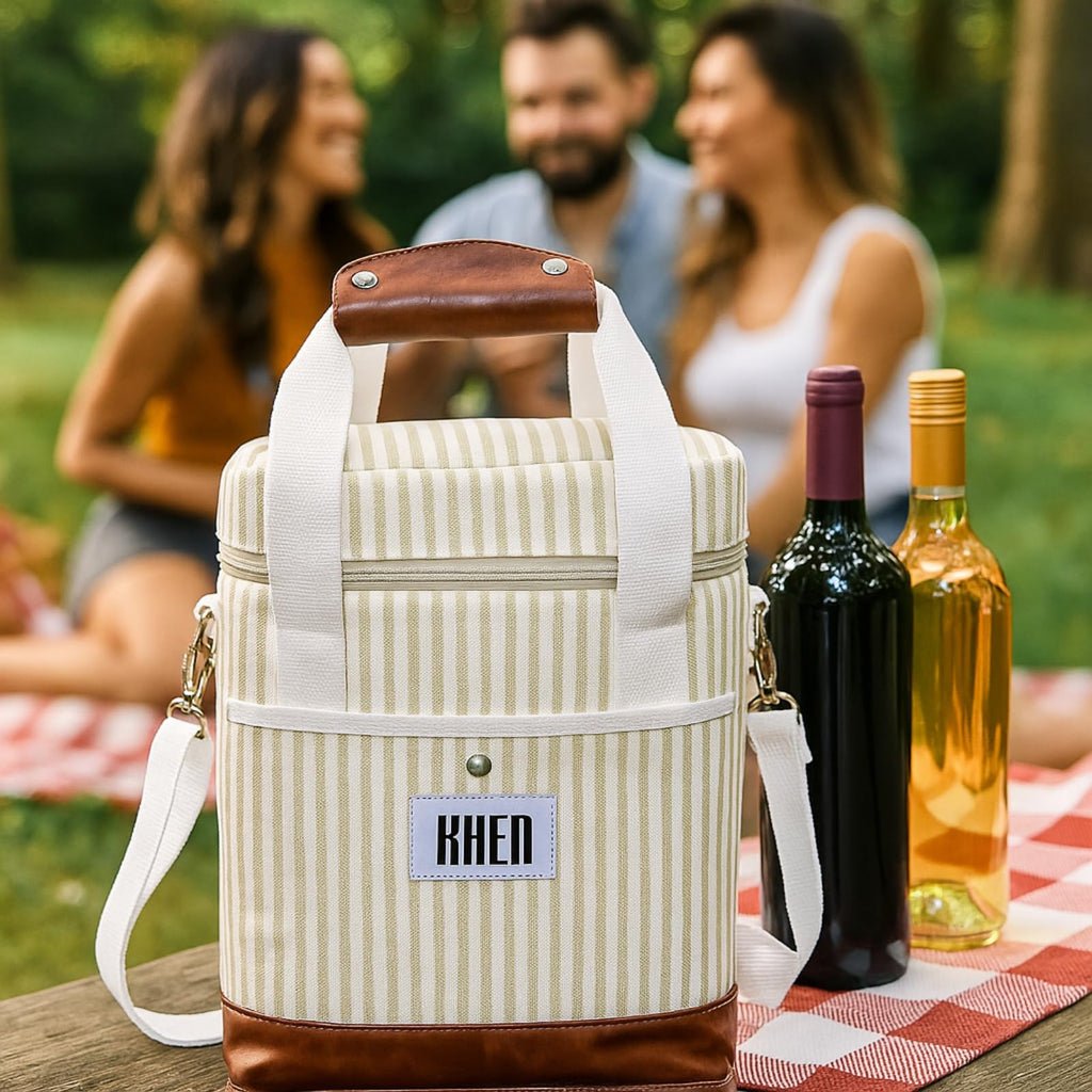 2 Bottle Wine Carrier Tote, Insulated Leakproof Cooler Bag
