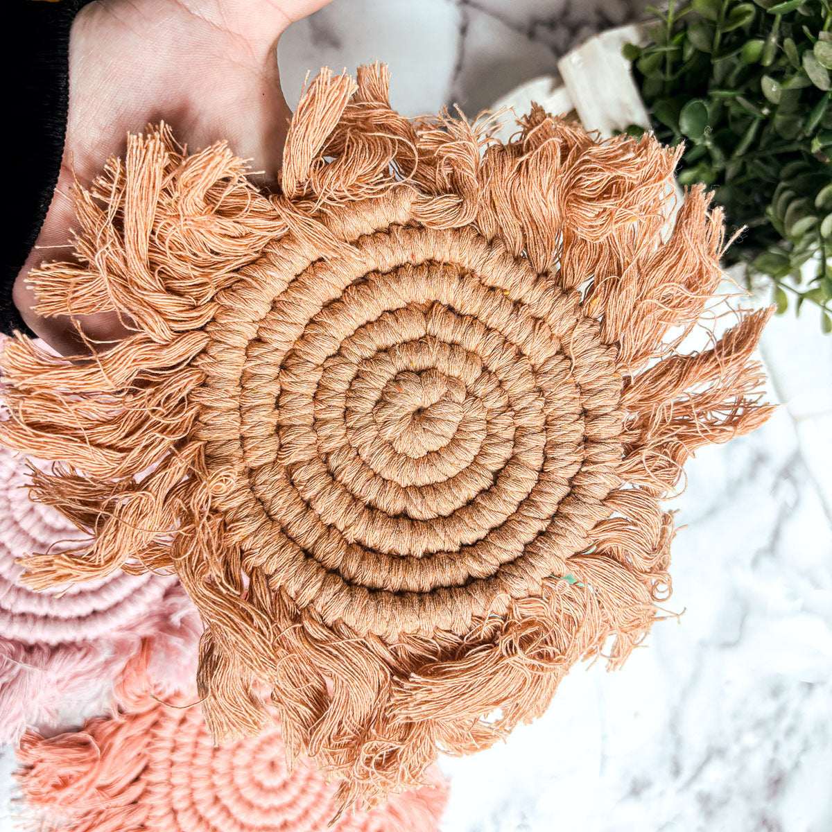 Pastel Braided Tassel Coasters