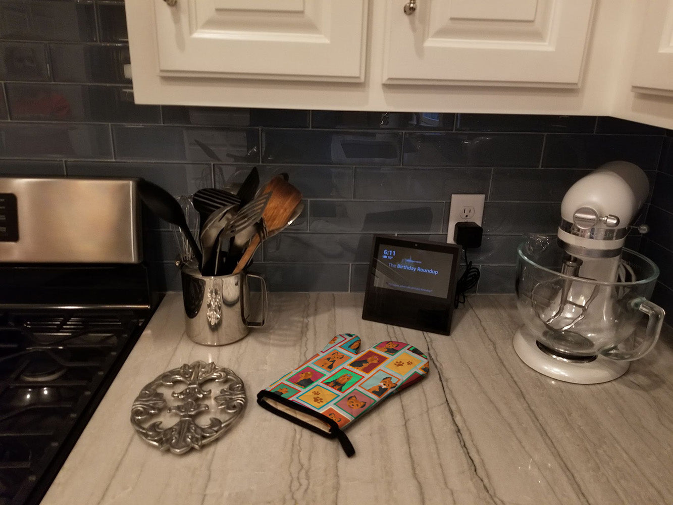 Lots of Black and Tan Yorkie Oven Mitt