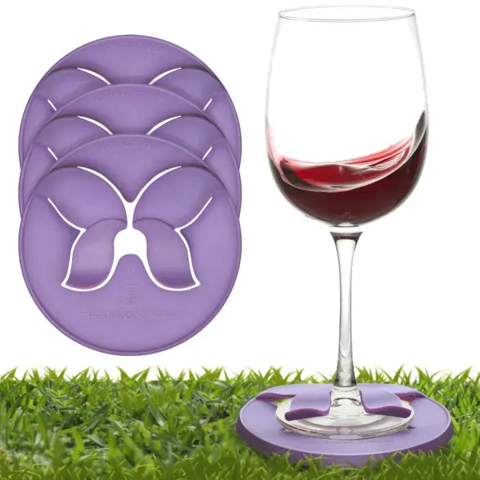 Wine Glass Slipper Set keeps wine glasses stable on grass