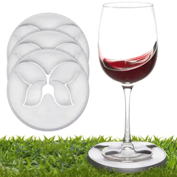 Wine Glass Slipper Set keeps wine glasses stable on grass
