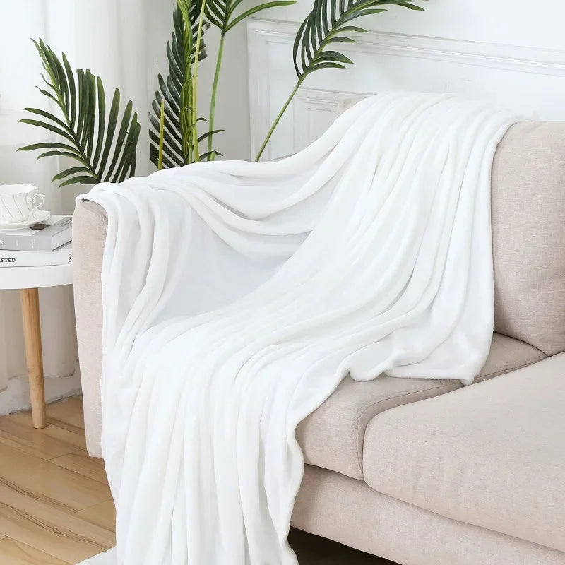 DecorBites™ Cozy Flannel Warm Blanket: Soft Plush Coral Fleece Bed Cover & Shawl