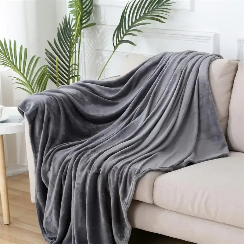 DecorBites™ Cozy Flannel Warm Blanket: Soft Plush Coral Fleece Bed Cover & Shawl