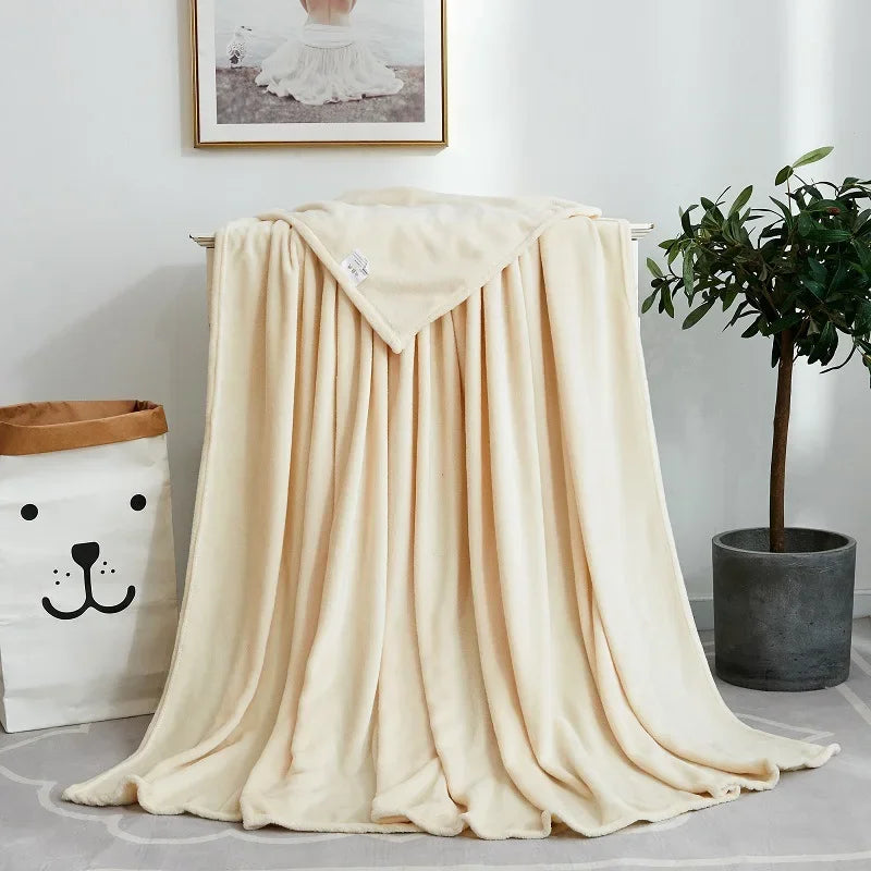 DecorBites™ Cozy Flannel Warm Blanket: Soft Plush Coral Fleece Bed Cover & Shawl