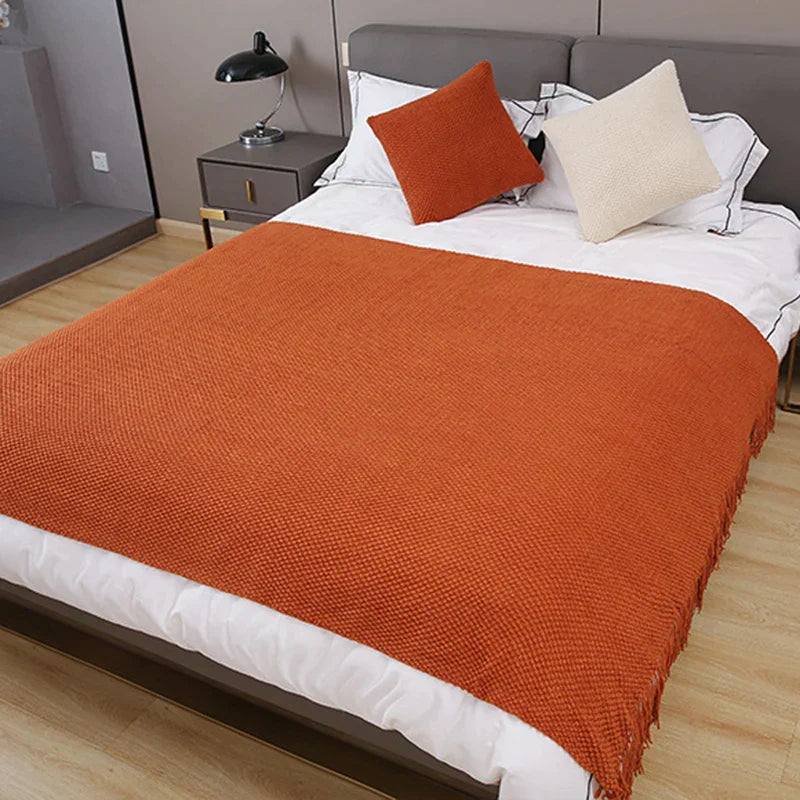 DecorBites™ Cozy Knitted Sofa Blanket with Tassels - Versatile Home Decor and Wrap