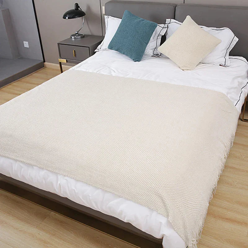 DecorBites™ Cozy Knitted Sofa Blanket with Tassels - Versatile Home Decor and Wrap