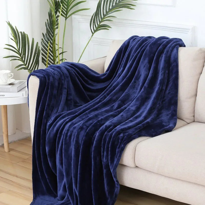 DecorBites™ Cozy Flannel Warm Blanket: Soft Plush Coral Fleece Bed Cover & Shawl
