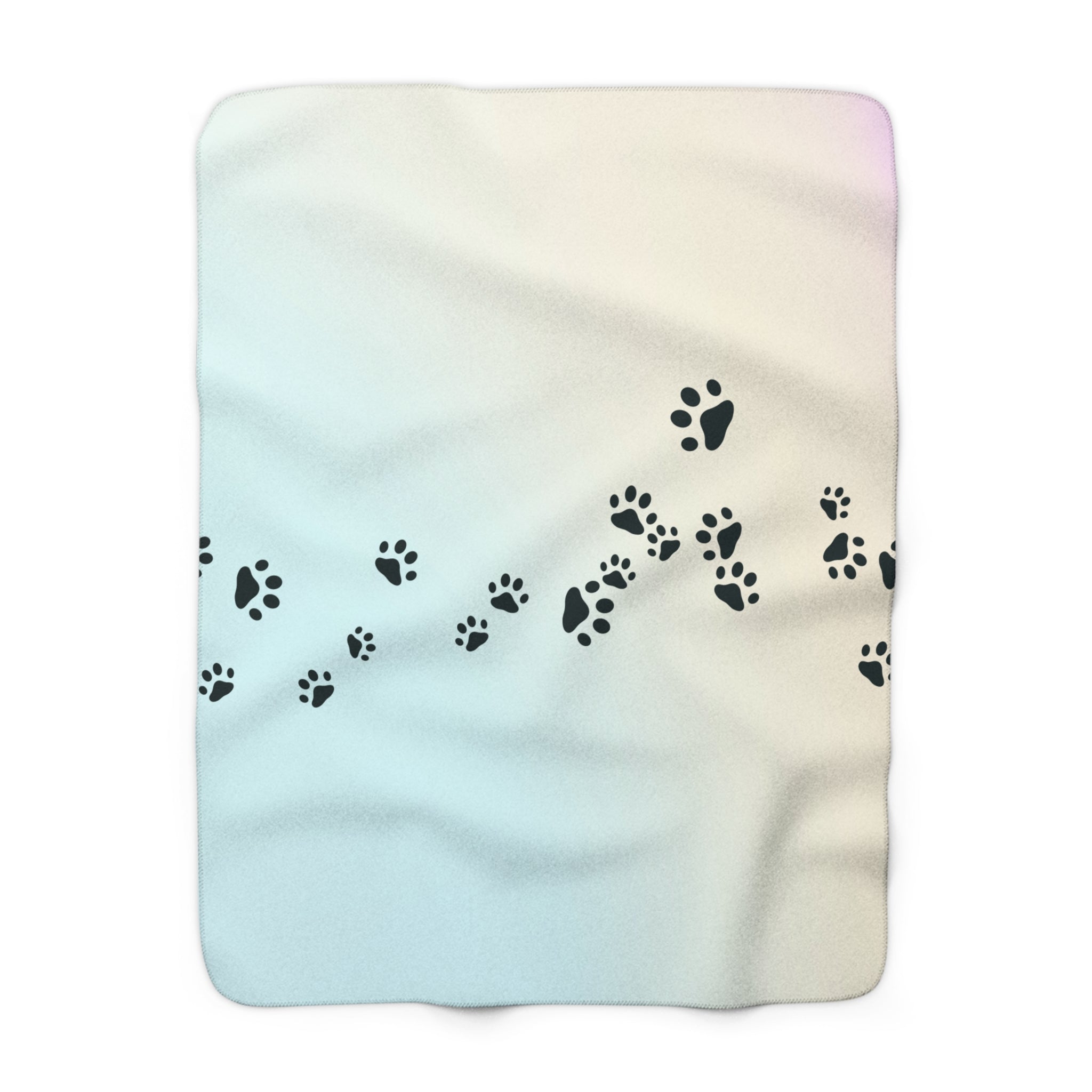 Cozy Paw Print Sherpa Fleece Blanket