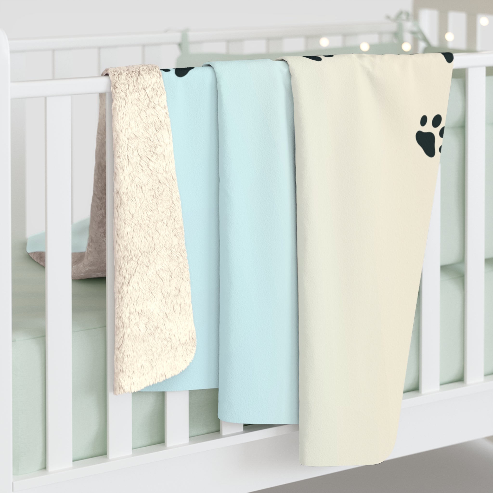 Cozy Paw Print Sherpa Fleece Blanket